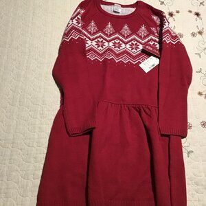 New Gymboree Size 12 Red Holiday Fairisle Sweater Dress--Red and White